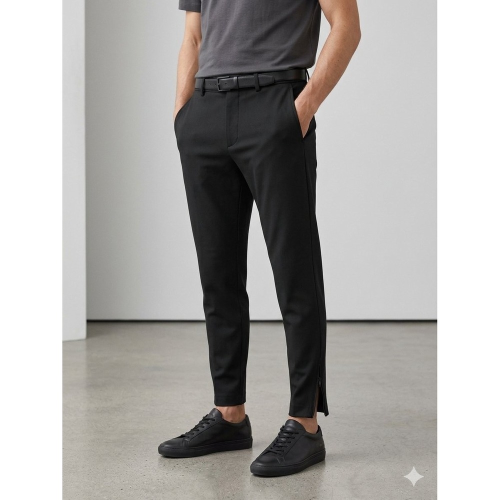 COS Mens Slim Fit Ankle Zip Trousers Black Ponte Pants 32R 05699560